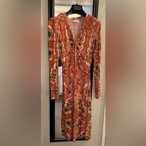 Etro brand dress, knee length, size 40IT (4-6 US size), paisley red